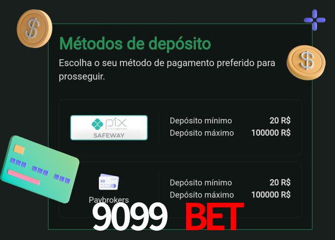 O cassino 9099 Bet oferece uma grande variedade de métodos de pagamento